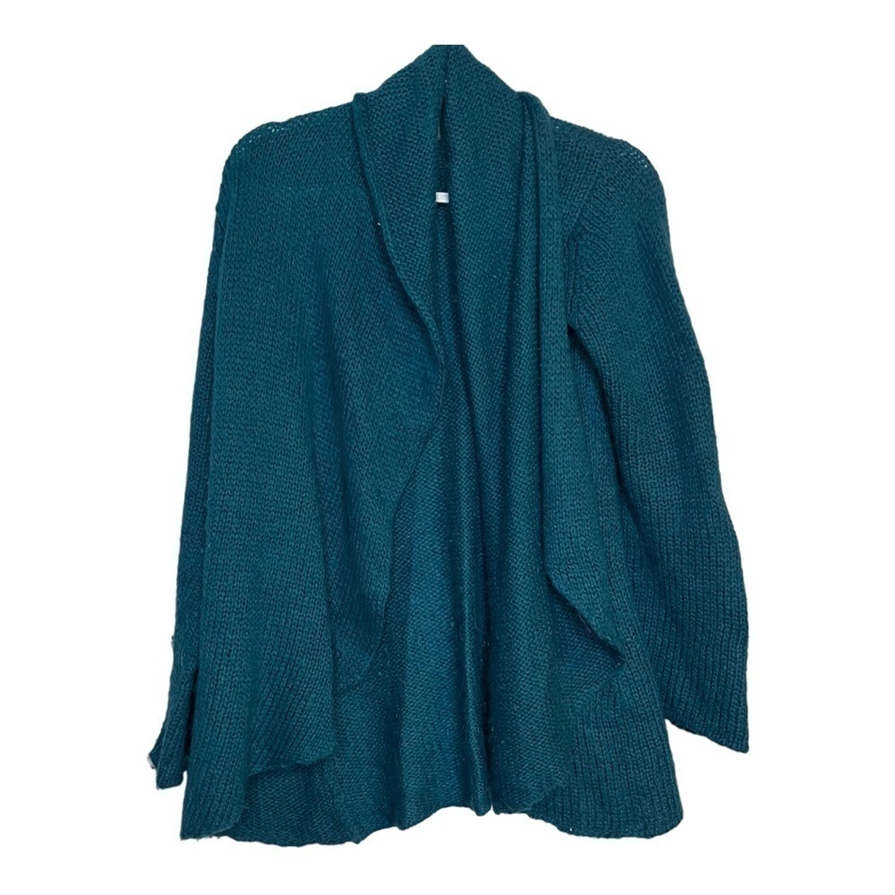 Wooden Ships Mohair Draped Neck Sweater Size M/ L Teal Long Sleeve Lightweight.